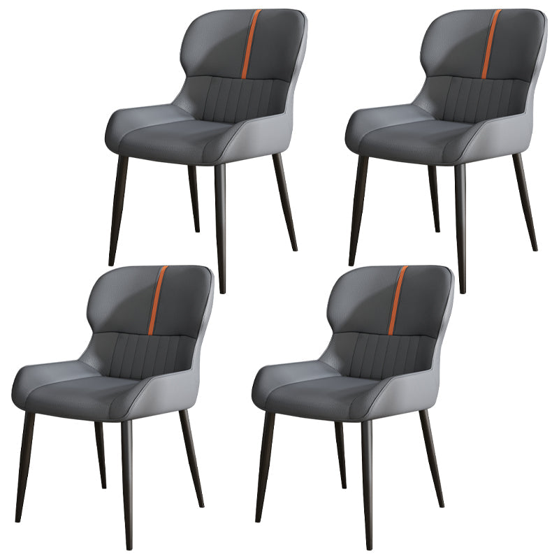 Industrial Style Parsons Chair Kitchen Armless Dining Chairs with Metal Legs Dark Gray 4 Piece Set Clearhalo ' kitchen&dining_furn' 'Dining Chairs' 'Dining Tables & Seating' 'dining_chair' 'furn' 'furn_dining_chair' 'Furniture' 'furniture_dining_chair' 'Kitchen & Dining Furniture' 'kitchen' 3522055