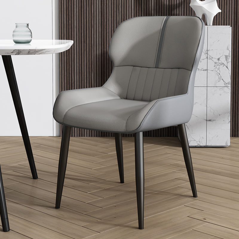 Industrial Style Parsons Chair Kitchen Armless Dining Chairs with Metal Legs Light Gray 1 Piece Clearhalo ' kitchen&dining_furn' 'Dining Chairs' 'Dining Tables & Seating' 'dining_chair' 'furn' 'furn_dining_chair' 'Furniture' 'furniture_dining_chair' 'Kitchen & Dining Furniture' 'kitchen' 3522057