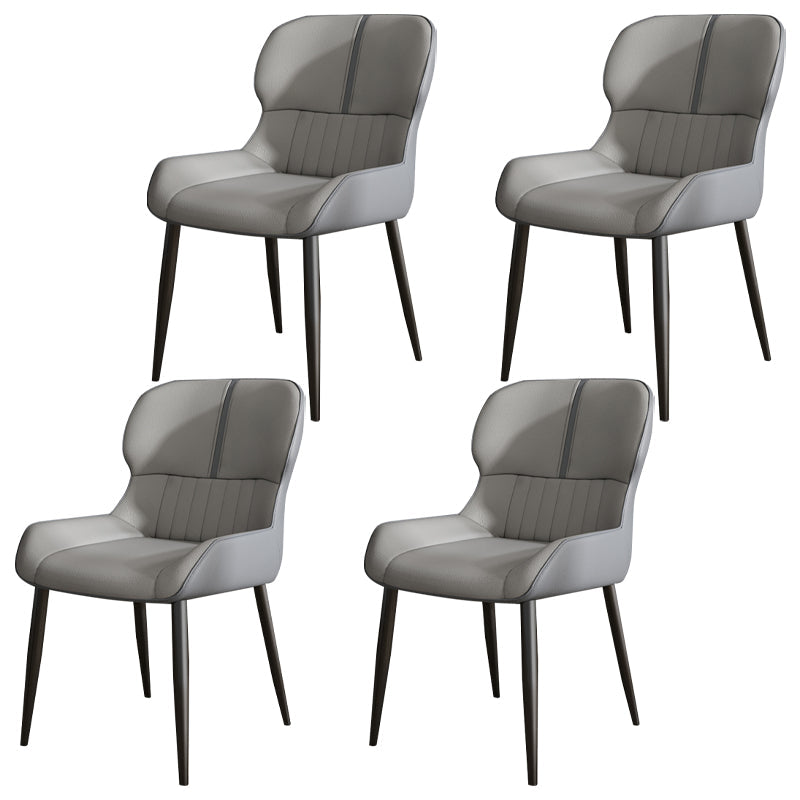 Industrial Style Parsons Chair Kitchen Armless Dining Chairs with Metal Legs Light Gray 4 Piece Set Clearhalo ' kitchen&dining_furn' 'Dining Chairs' 'Dining Tables & Seating' 'dining_chair' 'furn' 'furn_dining_chair' 'Furniture' 'furniture_dining_chair' 'Kitchen & Dining Furniture' 'kitchen' 3522061