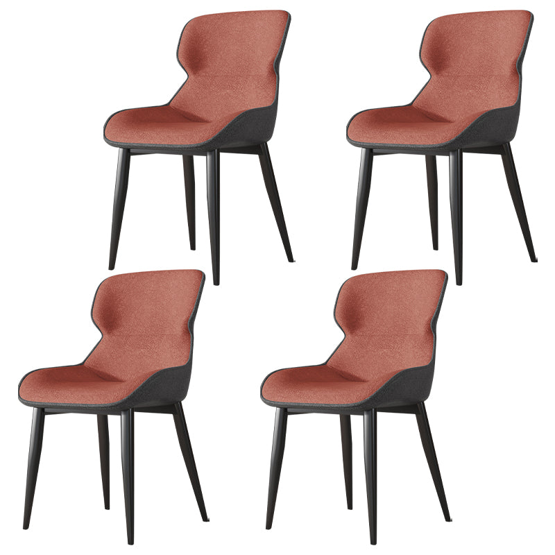 Industrial Style Parsons Chair Kitchen Armless Dining Chairs with Metal Legs Orange 4 Piece Set Clearhalo ' kitchen&dining_furn' 'Dining Chairs' 'Dining Tables & Seating' 'dining_chair' 'furn' 'furn_dining_chair' 'Furniture' 'furniture_dining_chair' 'Kitchen & Dining Furniture' 'kitchen' 3522071