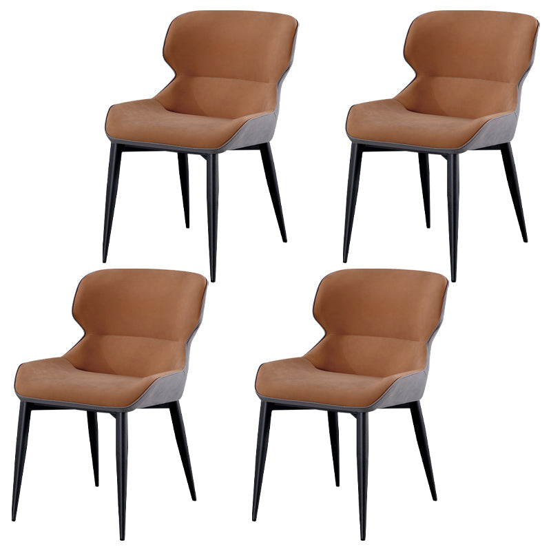 Industrial Style Parsons Chair Kitchen Armless Dining Chairs with Metal Legs Brown 4 Piece Set Clearhalo ' kitchen&dining_furn' 'Dining Chairs' 'Dining Tables & Seating' 'dining_chair' 'furn' 'furn_dining_chair' 'Furniture' 'furniture_dining_chair' 'Kitchen & Dining Furniture' 'kitchen' 3522074