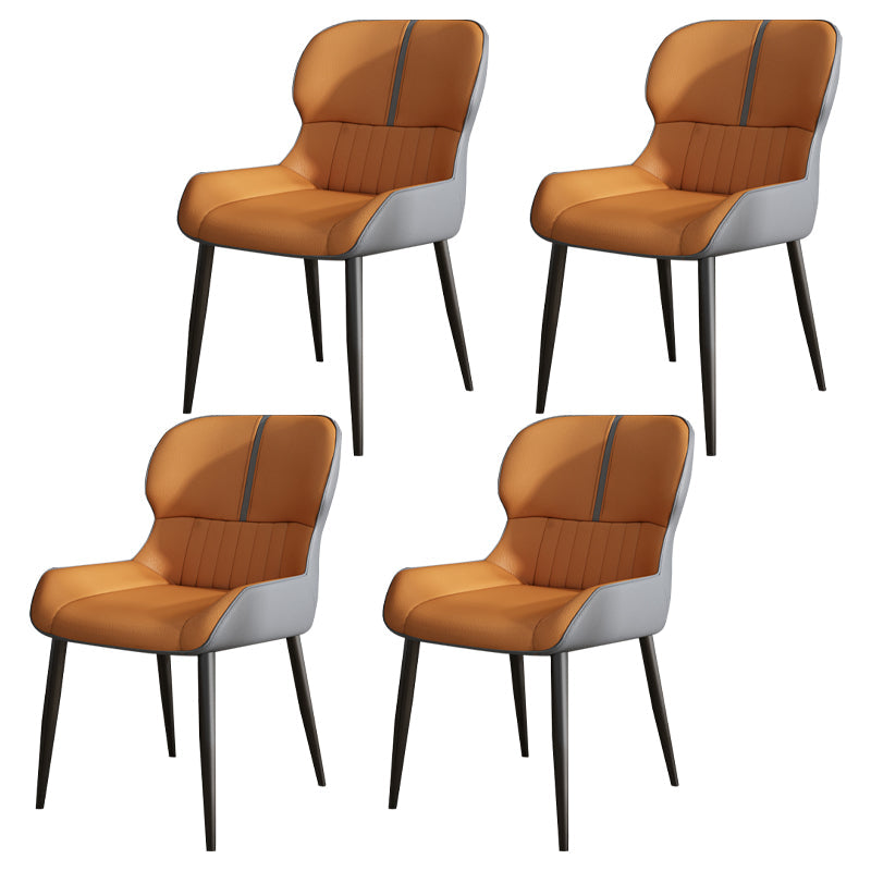 Industrial Style Parsons Chair Kitchen Armless Dining Chairs with Metal Legs Light Brown 4 Piece Set Clearhalo ' kitchen&dining_furn' 'Dining Chairs' 'Dining Tables & Seating' 'dining_chair' 'furn' 'furn_dining_chair' 'Furniture' 'furniture_dining_chair' 'Kitchen & Dining Furniture' 'kitchen' 3522080