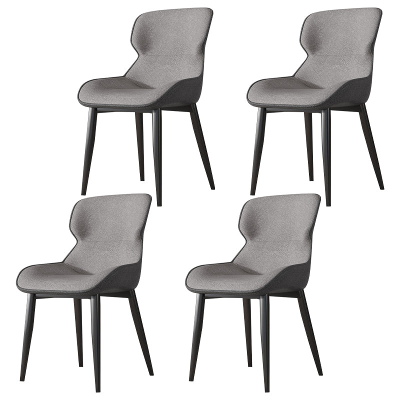 Industrial Style Parsons Chair Kitchen Armless Dining Chairs with Metal Legs Silver Gray 4 Piece Set Clearhalo ' kitchen&dining_furn' 'Dining Chairs' 'Dining Tables & Seating' 'dining_chair' 'furn' 'furn_dining_chair' 'Furniture' 'furniture_dining_chair' 'Kitchen & Dining Furniture' 'kitchen' 3522083