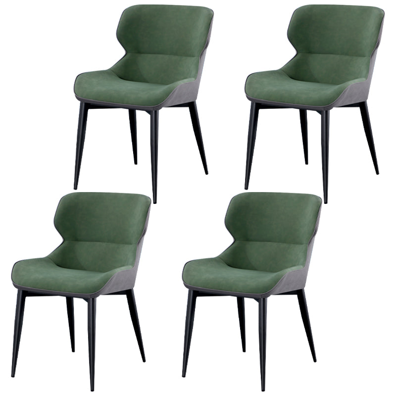 Industrial Style Parsons Chair Kitchen Armless Dining Chairs with Metal Legs Dark Army Green 4 Piece Set Clearhalo ' kitchen&dining_furn' 'Dining Chairs' 'Dining Tables & Seating' 'dining_chair' 'furn' 'furn_dining_chair' 'Furniture' 'furniture_dining_chair' 'Kitchen & Dining Furniture' 'kitchen' 3522086