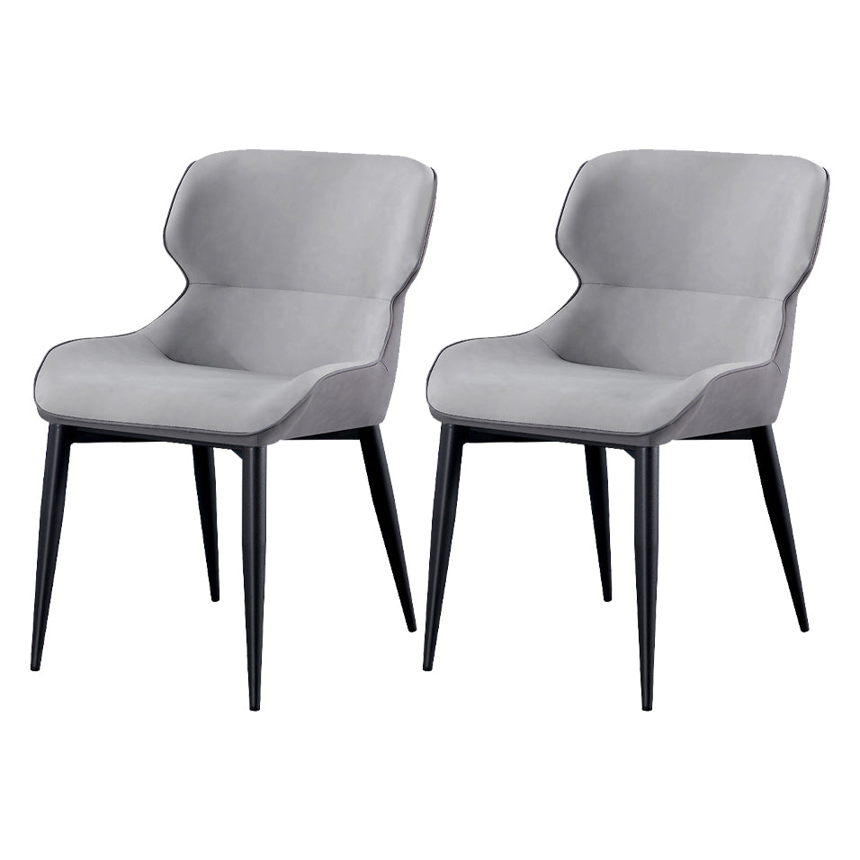 Industrial Style Parsons Chair Kitchen Armless Dining Chairs with Metal Legs Dark Gray-Black 2 Piece Set Clearhalo ' kitchen&dining_furn' 'Dining Chairs' 'Dining Tables & Seating' 'dining_chair' 'furn' 'furn_dining_chair' 'Furniture' 'furniture_dining_chair' 'Kitchen & Dining Furniture' 'kitchen' 3522088