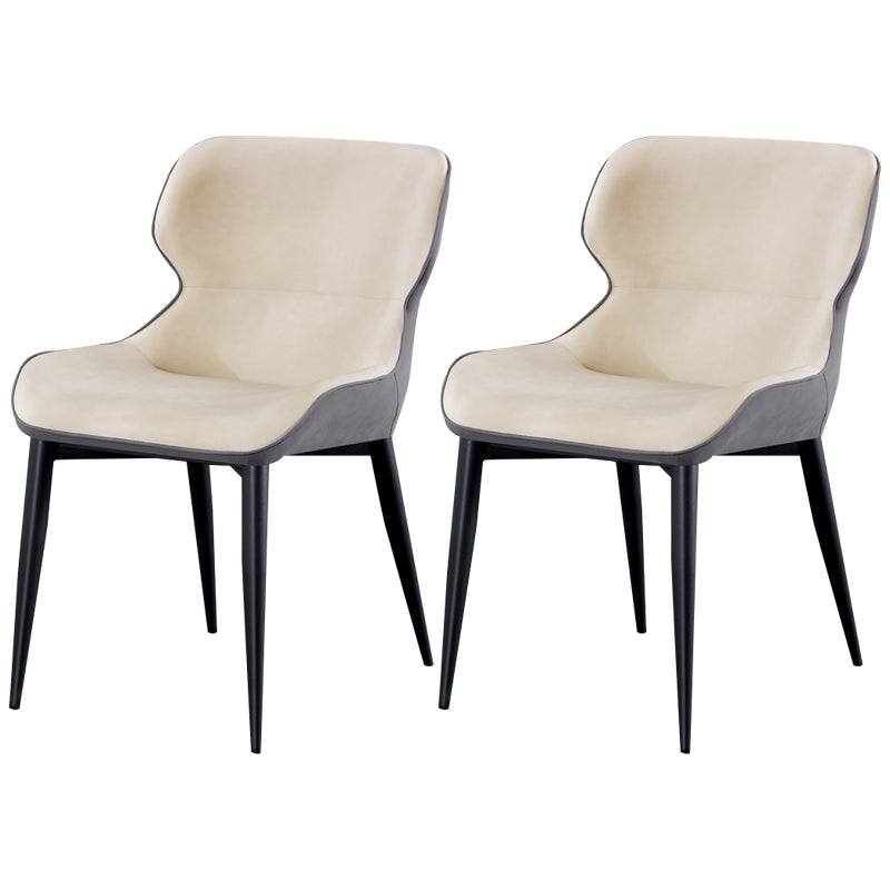 Industrial Style Parsons Chair Kitchen Armless Dining Chairs with Metal Legs Off-White 2 Piece Set Clearhalo ' kitchen&dining_furn' 'Dining Chairs' 'Dining Tables & Seating' 'dining_chair' 'furn' 'furn_dining_chair' 'Furniture' 'furniture_dining_chair' 'Kitchen & Dining Furniture' 'kitchen' 3522097