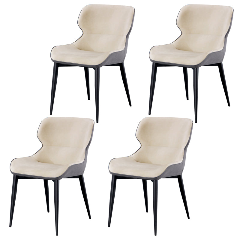 Industrial Style Parsons Chair Kitchen Armless Dining Chairs with Metal Legs Off-White 4 Piece Set Clearhalo ' kitchen&dining_furn' 'Dining Chairs' 'Dining Tables & Seating' 'dining_chair' 'furn' 'furn_dining_chair' 'Furniture' 'furniture_dining_chair' 'Kitchen & Dining Furniture' 'kitchen' 3522098