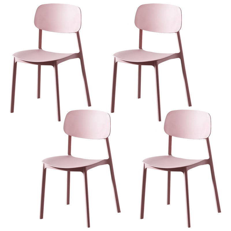 Plastic Contemporary Dining Room Chair Matte Finish Open Back Dining Side Chair Pink 4 Piece Set Clearhalo ' kitchen&dining_furn' 'Dining Chairs' 'Dining Tables & Seating' 'dining_chair' 'furn' 'furn_dining_chair' 'Furniture' 'furniture_dining_chair' 'Kitchen & Dining Furniture' 'kitchen' 3522126