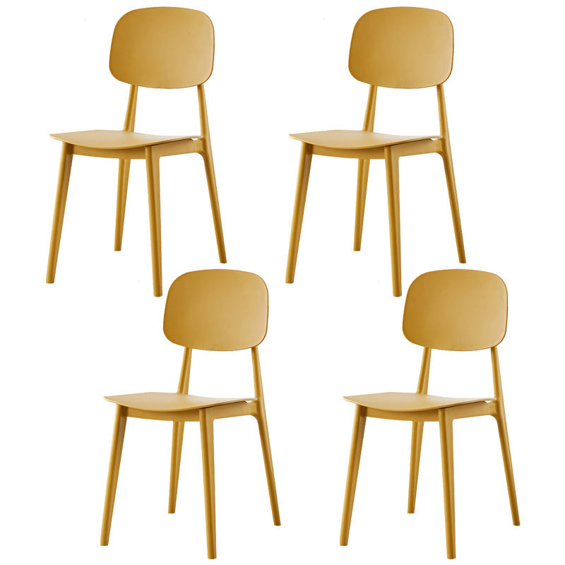 Plastic Contemporary Dining Room Chair Matte Finish Open Back Dining Side Chair Yellow 4 Piece Set Clearhalo ' kitchen&dining_furn' 'Dining Chairs' 'Dining Tables & Seating' 'dining_chair' 'furn' 'furn_dining_chair' 'Furniture' 'furniture_dining_chair' 'Kitchen & Dining Furniture' 'kitchen' 3522130
