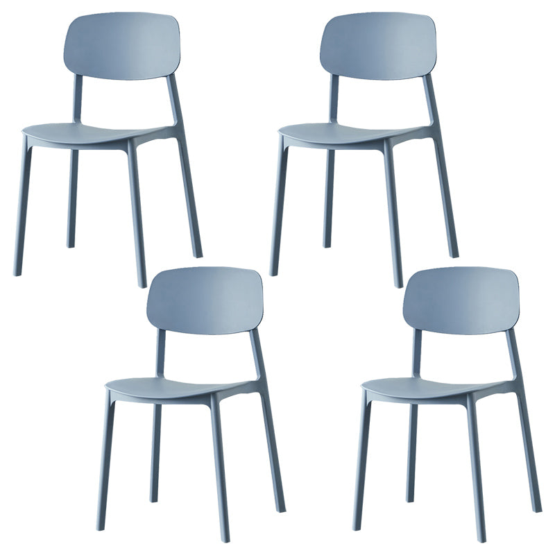 Plastic Contemporary Dining Room Chair Matte Finish Open Back Dining Side Chair Blue 4 Piece Set Clearhalo ' kitchen&dining_furn' 'Dining Chairs' 'Dining Tables & Seating' 'dining_chair' 'furn' 'furn_dining_chair' 'Furniture' 'furniture_dining_chair' 'Kitchen & Dining Furniture' 'kitchen' 3522133