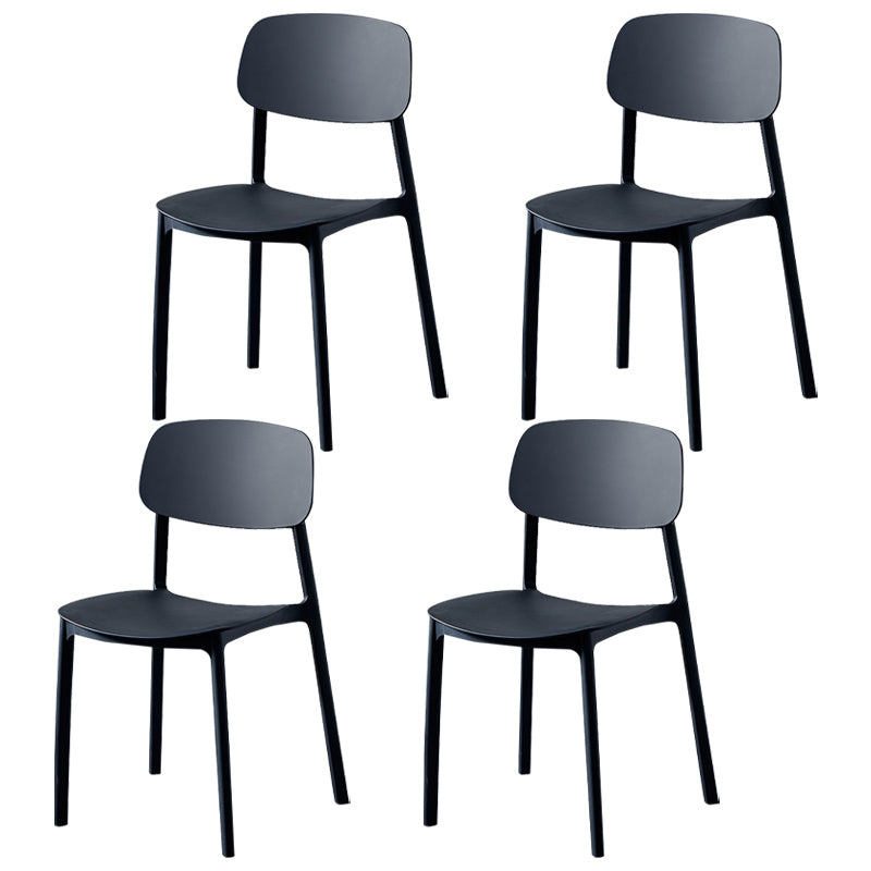 Plastic Contemporary Dining Room Chair Matte Finish Open Back Dining Side Chair Gloss Black 4 Piece Set Clearhalo ' kitchen&dining_furn' 'Dining Chairs' 'Dining Tables & Seating' 'dining_chair' 'furn' 'furn_dining_chair' 'Furniture' 'furniture_dining_chair' 'Kitchen & Dining Furniture' 'kitchen' 3522142