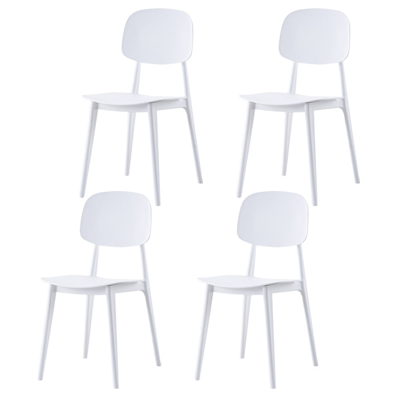 Plastic Contemporary Dining Room Chair Matte Finish Open Back Dining Side Chair Gloss White 4 Piece Set Clearhalo ' kitchen&dining_furn' 'Dining Chairs' 'Dining Tables & Seating' 'dining_chair' 'furn' 'furn_dining_chair' 'Furniture' 'furniture_dining_chair' 'Kitchen & Dining Furniture' 'kitchen' 3522145