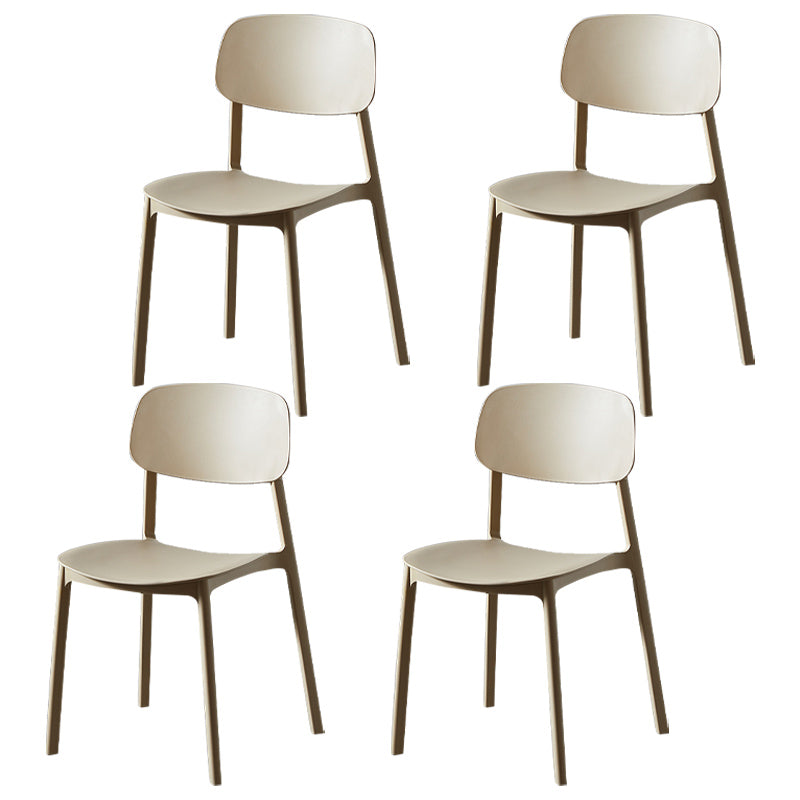 Plastic Contemporary Dining Room Chair Matte Finish Open Back Dining Side Chair Camel 4 Piece Set Clearhalo ' kitchen&dining_furn' 'Dining Chairs' 'Dining Tables & Seating' 'dining_chair' 'furn' 'furn_dining_chair' 'Furniture' 'furniture_dining_chair' 'Kitchen & Dining Furniture' 'kitchen' 3522148