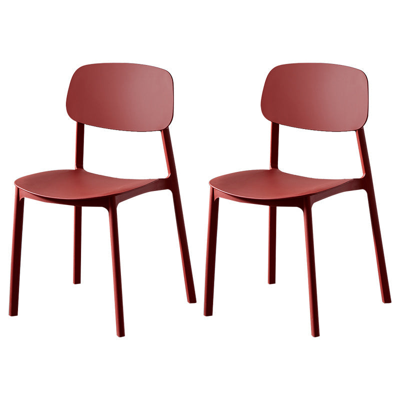Plastic Contemporary Dining Room Chair Matte Finish Open Back Dining Side Chair Burgundy 2 Piece Set Clearhalo ' kitchen&dining_furn' 'Dining Chairs' 'Dining Tables & Seating' 'dining_chair' 'furn' 'furn_dining_chair' 'Furniture' 'furniture_dining_chair' 'Kitchen & Dining Furniture' 'kitchen' 3522150