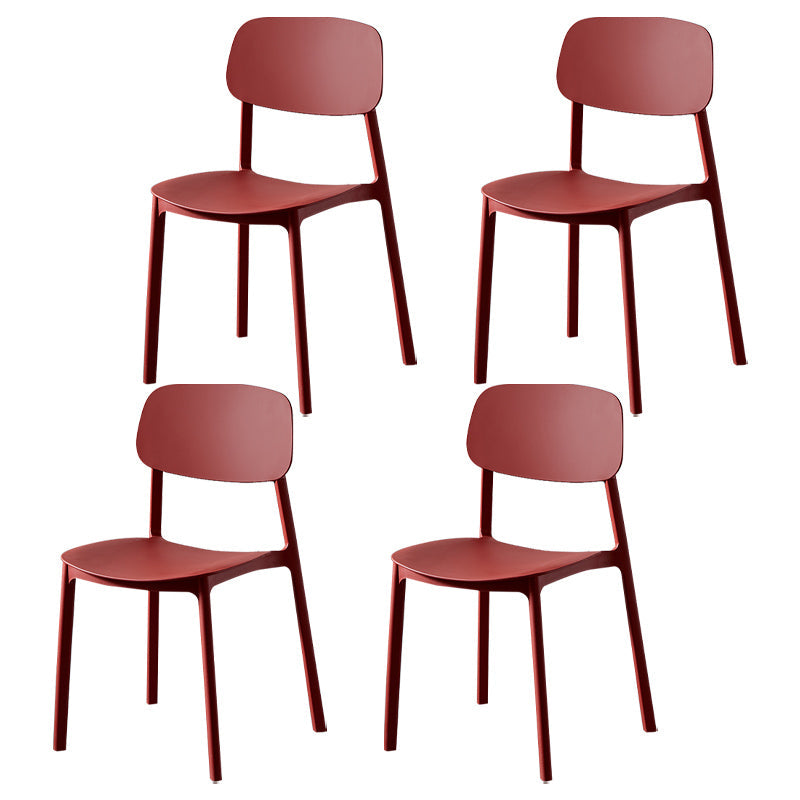 Plastic Contemporary Dining Room Chair Matte Finish Open Back Dining Side Chair Burgundy 4 Piece Set Clearhalo ' kitchen&dining_furn' 'Dining Chairs' 'Dining Tables & Seating' 'dining_chair' 'furn' 'furn_dining_chair' 'Furniture' 'furniture_dining_chair' 'Kitchen & Dining Furniture' 'kitchen' 3522151