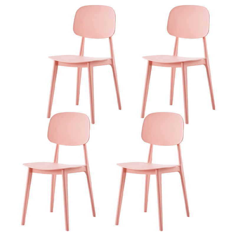 Plastic Contemporary Dining Room Chair Matte Finish Open Back Dining Side Chair Pearl Pink 4 Piece Set Clearhalo ' kitchen&dining_furn' 'Dining Chairs' 'Dining Tables & Seating' 'dining_chair' 'furn' 'furn_dining_chair' 'Furniture' 'furniture_dining_chair' 'Kitchen & Dining Furniture' 'kitchen' 3522166