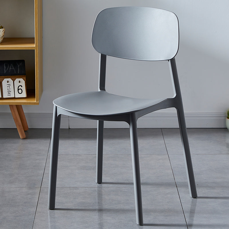 Plastic Contemporary Dining Room Chair Matte Finish Open Back Dining Side Chair Silver Gray 1 Piece Clearhalo ' kitchen&dining_furn' 'Dining Chairs' 'Dining Tables & Seating' 'dining_chair' 'furn' 'furn_dining_chair' 'Furniture' 'furniture_dining_chair' 'Kitchen & Dining Furniture' 'kitchen' 3522167