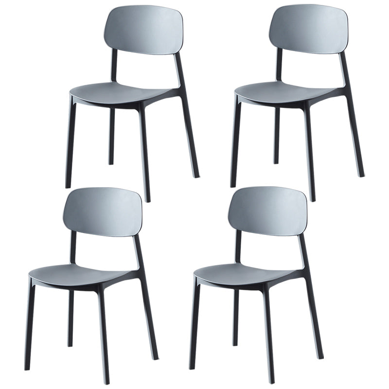 Plastic Contemporary Dining Room Chair Matte Finish Open Back Dining Side Chair Silver Gray 4 Piece Set Clearhalo ' kitchen&dining_furn' 'Dining Chairs' 'Dining Tables & Seating' 'dining_chair' 'furn' 'furn_dining_chair' 'Furniture' 'furniture_dining_chair' 'Kitchen & Dining Furniture' 'kitchen' 3522169