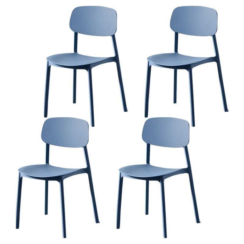 Plastic Contemporary Dining Room Chair Matte Finish Open Back Dining Side Chair Dark Blue 4 Piece Set Clearhalo ' kitchen&dining_furn' 'Dining Chairs' 'Dining Tables & Seating' 'dining_chair' 'furn' 'furn_dining_chair' 'Furniture' 'furniture_dining_chair' 'Kitchen & Dining Furniture' 'kitchen' 3522175