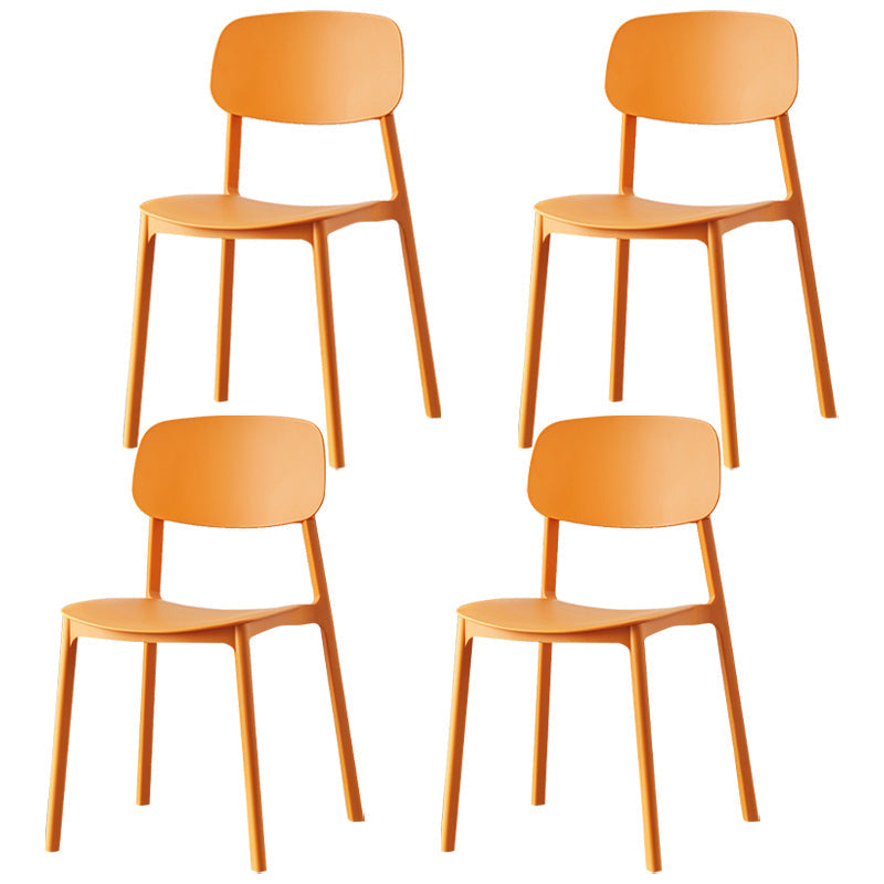 Plastic Contemporary Dining Room Chair Matte Finish Open Back Dining Side Chair Orange 4 Piece Set Clearhalo ' kitchen&dining_furn' 'Dining Chairs' 'Dining Tables & Seating' 'dining_chair' 'furn' 'furn_dining_chair' 'Furniture' 'furniture_dining_chair' 'Kitchen & Dining Furniture' 'kitchen' 3522181