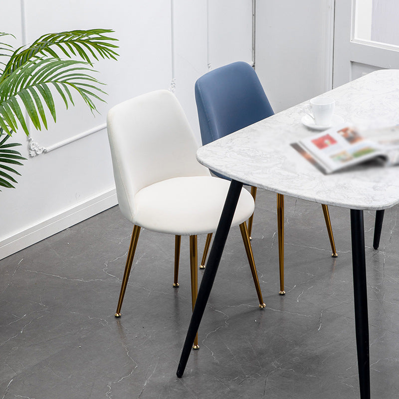 Scandinavian Glam Style Metal Solid Back Side Chair Colorful Chair Sets Clearhalo ' kitchen&dining_furn' 'Dining Chairs' 'Dining Tables & Seating' 'dining_chair' 'furn' 'furn_dining_chair' 'Furniture' 'furniture_dining_chair' 'Kitchen & Dining Furniture' 'kitchen' 3522182