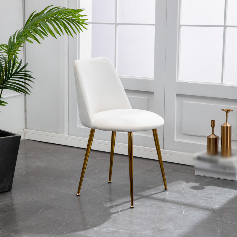 Scandinavian Glam Style Metal Solid Back Side Chair Colorful Chair Sets White 1 Piece Clearhalo ' kitchen&dining_furn' 'Dining Chairs' 'Dining Tables & Seating' 'dining_chair' 'furn' 'furn_dining_chair' 'Furniture' 'furniture_dining_chair' 'Kitchen & Dining Furniture' 'kitchen' 3522183