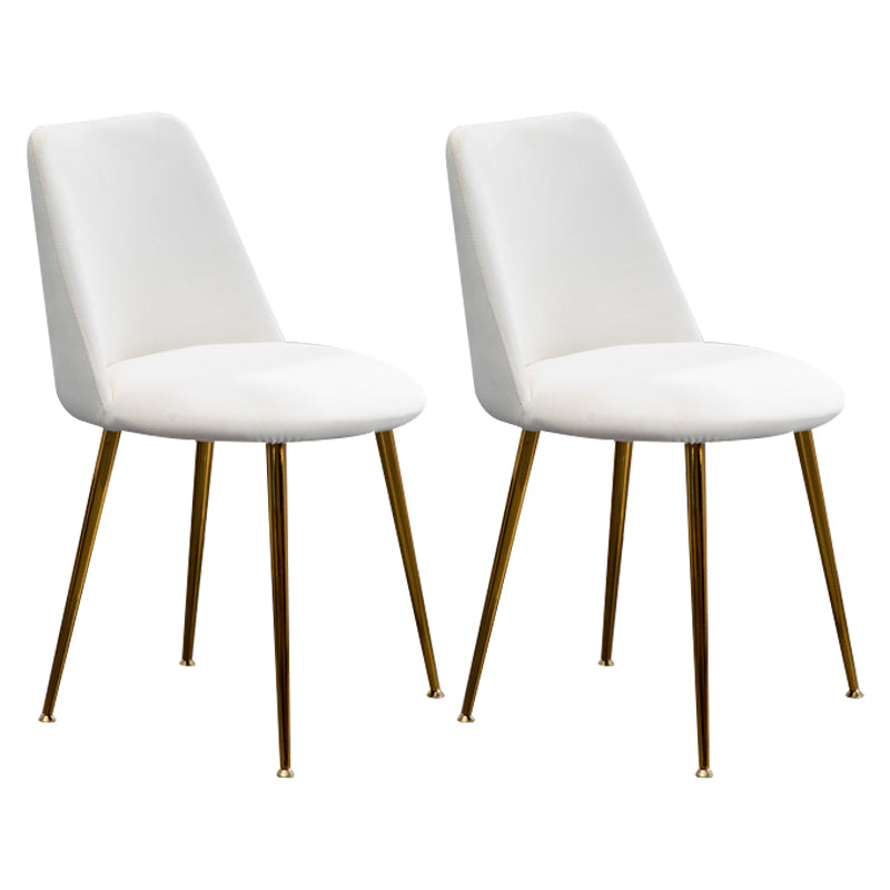 Scandinavian Glam Style Metal Solid Back Side Chair Colorful Chair Sets White 2 Piece Set Clearhalo ' kitchen&dining_furn' 'Dining Chairs' 'Dining Tables & Seating' 'dining_chair' 'furn' 'furn_dining_chair' 'Furniture' 'furniture_dining_chair' 'Kitchen & Dining Furniture' 'kitchen' 3522185