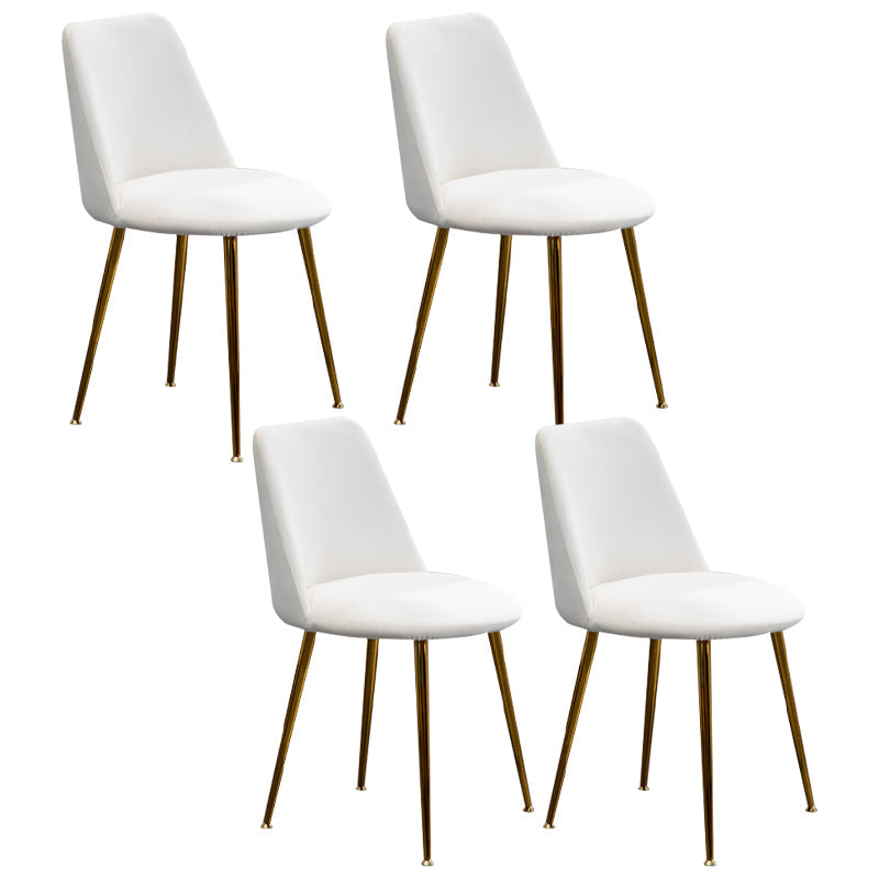 Scandinavian Glam Style Metal Solid Back Side Chair Colorful Chair Sets White 4 Piece Set Clearhalo ' kitchen&dining_furn' 'Dining Chairs' 'Dining Tables & Seating' 'dining_chair' 'furn' 'furn_dining_chair' 'Furniture' 'furniture_dining_chair' 'Kitchen & Dining Furniture' 'kitchen' 3522186
