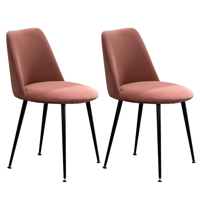 Scandinavian Glam Style Metal Solid Back Side Chair Colorful Chair Sets Brown 2 Piece Set Clearhalo ' kitchen&dining_furn' 'Dining Chairs' 'Dining Tables & Seating' 'dining_chair' 'furn' 'furn_dining_chair' 'Furniture' 'furniture_dining_chair' 'Kitchen & Dining Furniture' 'kitchen' 3522190