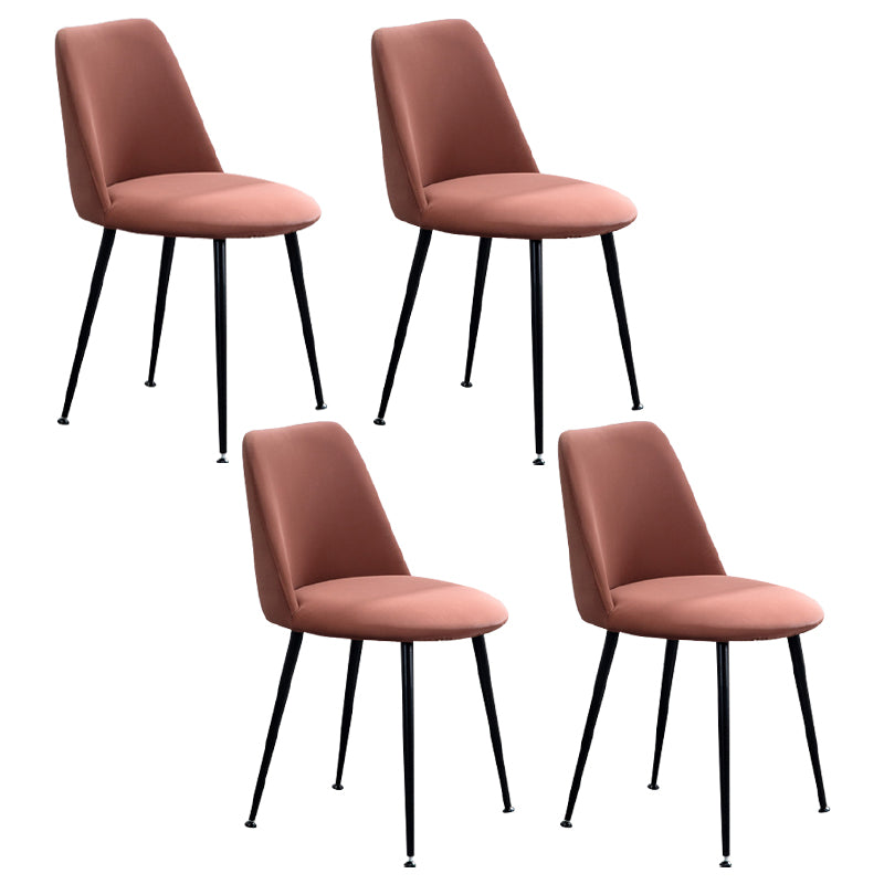 Scandinavian Glam Style Metal Solid Back Side Chair Colorful Chair Sets Brown 4 Piece Set Clearhalo ' kitchen&dining_furn' 'Dining Chairs' 'Dining Tables & Seating' 'dining_chair' 'furn' 'furn_dining_chair' 'Furniture' 'furniture_dining_chair' 'Kitchen & Dining Furniture' 'kitchen' 3522193