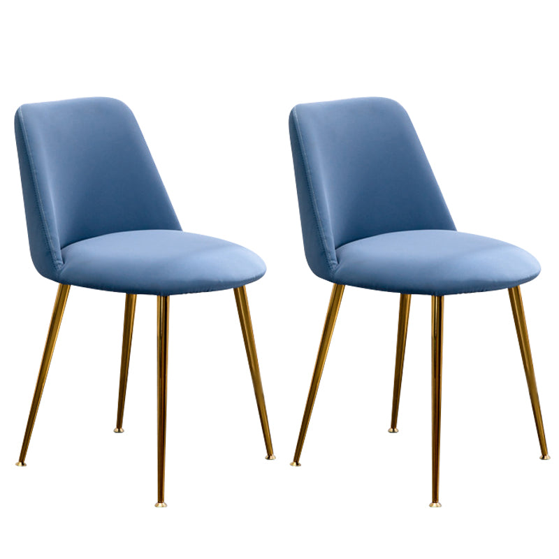 Scandinavian Glam Style Metal Solid Back Side Chair Colorful Chair Sets Light Blue 2 Piece Set Clearhalo ' kitchen&dining_furn' 'Dining Chairs' 'Dining Tables & Seating' 'dining_chair' 'furn' 'furn_dining_chair' 'Furniture' 'furniture_dining_chair' 'Kitchen & Dining Furniture' 'kitchen' 3522197