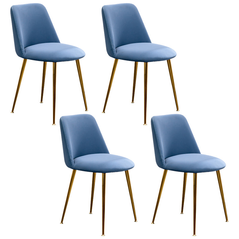 Scandinavian Glam Style Metal Solid Back Side Chair Colorful Chair Sets Light Blue 4 Piece Set Clearhalo ' kitchen&dining_furn' 'Dining Chairs' 'Dining Tables & Seating' 'dining_chair' 'furn' 'furn_dining_chair' 'Furniture' 'furniture_dining_chair' 'Kitchen & Dining Furniture' 'kitchen' 3522199