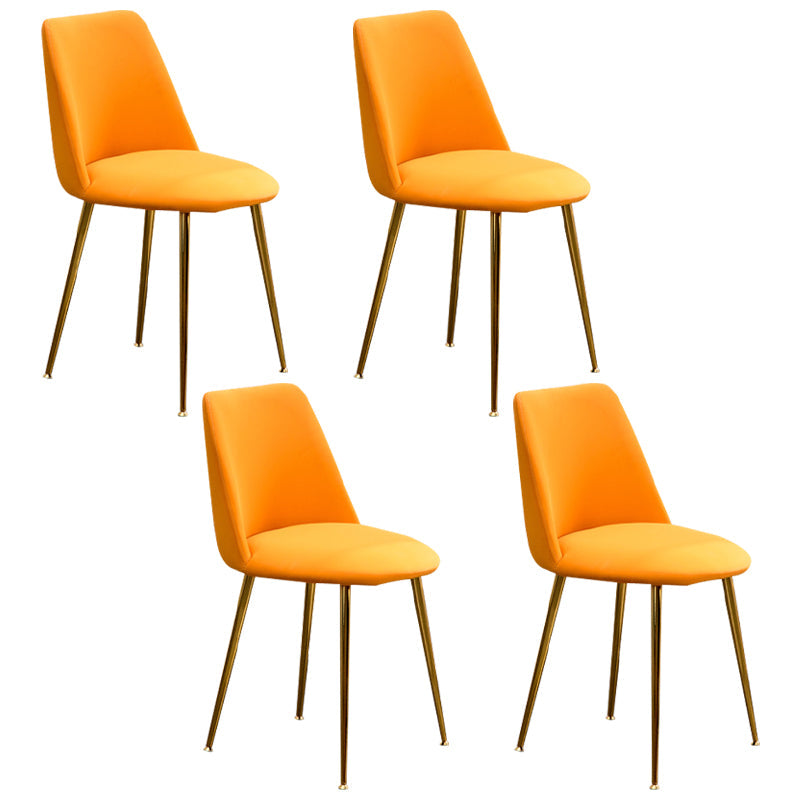Scandinavian Glam Style Metal Solid Back Side Chair Colorful Chair Sets Orange 4 Piece Set Clearhalo ' kitchen&dining_furn' 'Dining Chairs' 'Dining Tables & Seating' 'dining_chair' 'furn' 'furn_dining_chair' 'Furniture' 'furniture_dining_chair' 'Kitchen & Dining Furniture' 'kitchen' 3522206