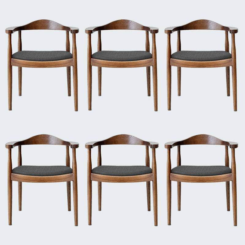 Modern Dining Chair 20'' Wide Open Arm Chair with 4 Wood Legs for Home Use Walnut Linen 6 Piece Set Clearhalo ' kitchen&dining_furn' 'Dining Chairs' 'Dining Tables & Seating' 'dining_chair' 'furn' 'furn_dining_chair' 'Furniture' 'furniture_dining_chair' 'Kitchen & Dining Furniture' 'kitchen' 3522245