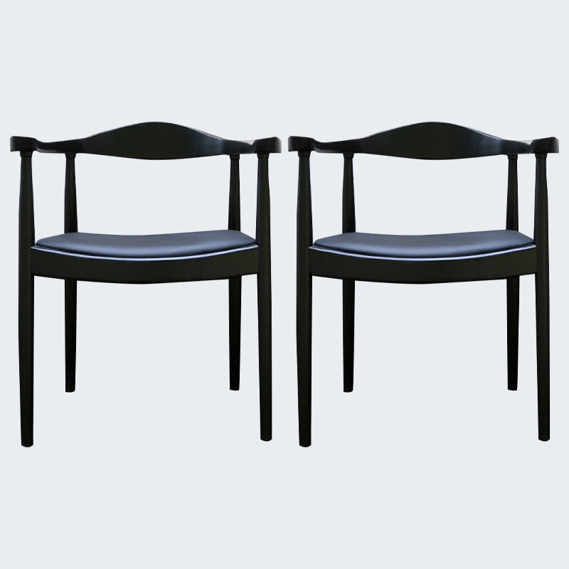 Modern Dining Chair 20'' Wide Open Arm Chair with 4 Wood Legs for Home Use Black Faux Leather 2 Piece Set Clearhalo ' kitchen&dining_furn' 'Dining Chairs' 'Dining Tables & Seating' 'dining_chair' 'furn' 'furn_dining_chair' 'Furniture' 'furniture_dining_chair' 'Kitchen & Dining Furniture' 'kitchen' 3522246