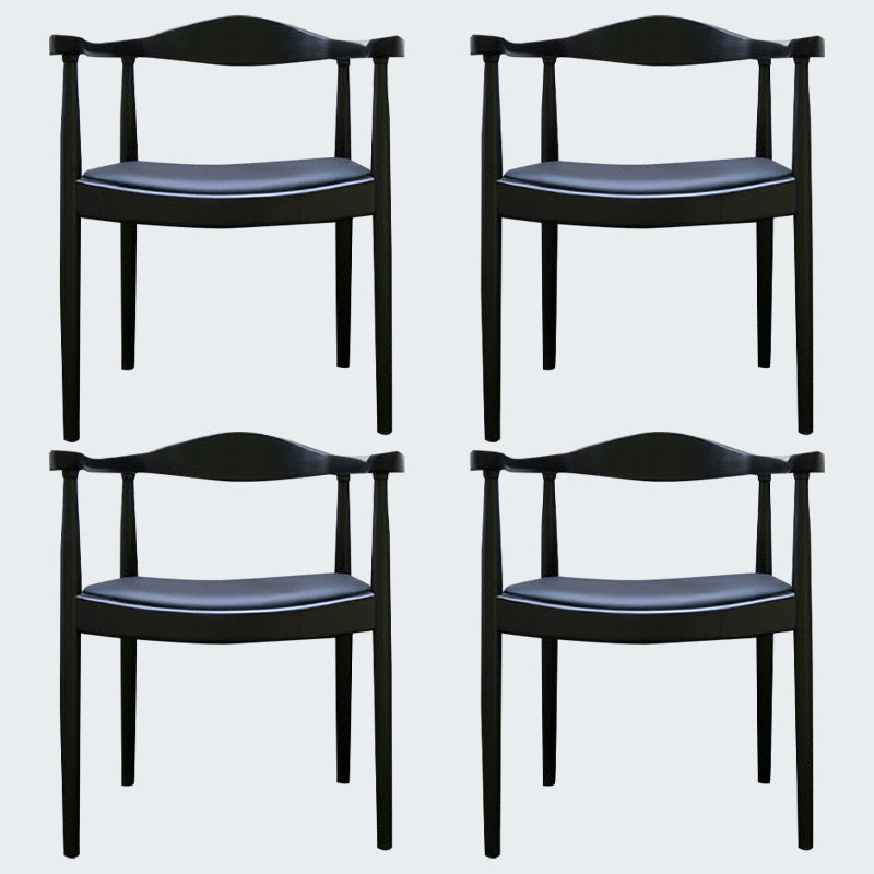 Modern Dining Chair 20'' Wide Open Arm Chair with 4 Wood Legs for Home Use Black Faux Leather 4 Piece Set Clearhalo ' kitchen&dining_furn' 'Dining Chairs' 'Dining Tables & Seating' 'dining_chair' 'furn' 'furn_dining_chair' 'Furniture' 'furniture_dining_chair' 'Kitchen & Dining Furniture' 'kitchen' 3522247
