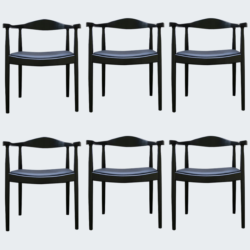 Modern Dining Chair 20'' Wide Open Arm Chair with 4 Wood Legs for Home Use Black Faux Leather 6 Piece Set Clearhalo ' kitchen&dining_furn' 'Dining Chairs' 'Dining Tables & Seating' 'dining_chair' 'furn' 'furn_dining_chair' 'Furniture' 'furniture_dining_chair' 'Kitchen & Dining Furniture' 'kitchen' 3522248