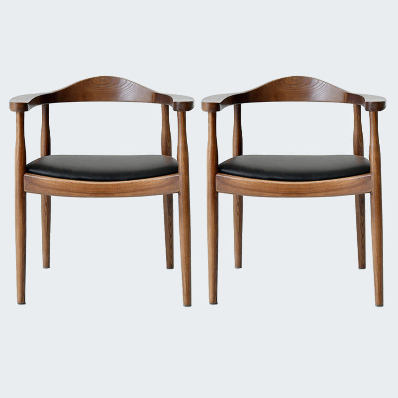 Modern Dining Chair 20'' Wide Open Arm Chair with 4 Wood Legs for Home Use Walnut Faux Leather 2 Piece Set Clearhalo ' kitchen&dining_furn' 'Dining Chairs' 'Dining Tables & Seating' 'dining_chair' 'furn' 'furn_dining_chair' 'Furniture' 'furniture_dining_chair' 'Kitchen & Dining Furniture' 'kitchen' 3522254