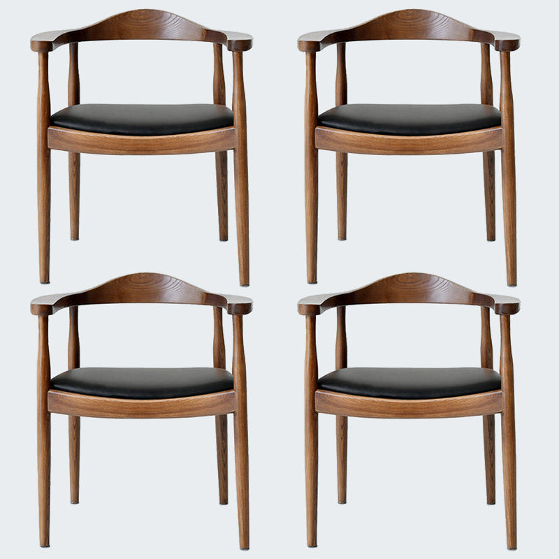 Modern Dining Chair 20'' Wide Open Arm Chair with 4 Wood Legs for Home Use Walnut Faux Leather 4 Piece Set Clearhalo ' kitchen&dining_furn' 'Dining Chairs' 'Dining Tables & Seating' 'dining_chair' 'furn' 'furn_dining_chair' 'Furniture' 'furniture_dining_chair' 'Kitchen & Dining Furniture' 'kitchen' 3522255