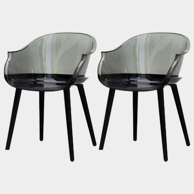 Contemporary Plastic Indoor-Outdoor Chair of 23'' Wide Dining Arm Chair Black Black Set of 2 Clearhalo ' kitchen&dining_furn' 'Dining Chairs' 'Dining Tables & Seating' 'dining_chair' 'Furniture' 'furniture_dining_chair' 'Kitchen & Dining Furniture' 'kitchen' 3522270