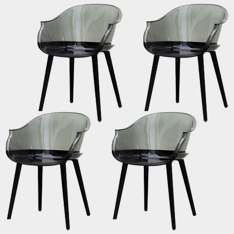 Contemporary Plastic Indoor-Outdoor Chair of 23'' Wide Dining Arm Chair Black Black Set of 4 Clearhalo ' kitchen&dining_furn' 'Dining Chairs' 'Dining Tables & Seating' 'dining_chair' 'Furniture' 'furniture_dining_chair' 'Kitchen & Dining Furniture' 'kitchen' 3522271
