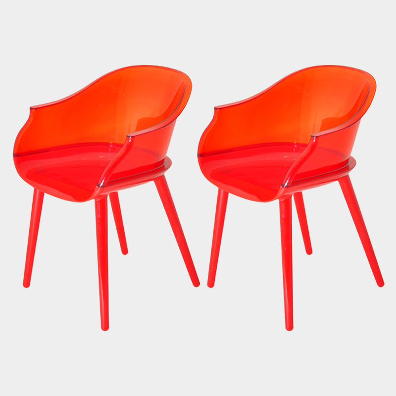 Contemporary Plastic Indoor-Outdoor Chair of 23'' Wide Dining Arm Chair Red Red Set of 2 Clearhalo ' kitchen&dining_furn' 'Dining Chairs' 'Dining Tables & Seating' 'dining_chair' 'Furniture' 'furniture_dining_chair' 'Kitchen & Dining Furniture' 'kitchen' 3522276