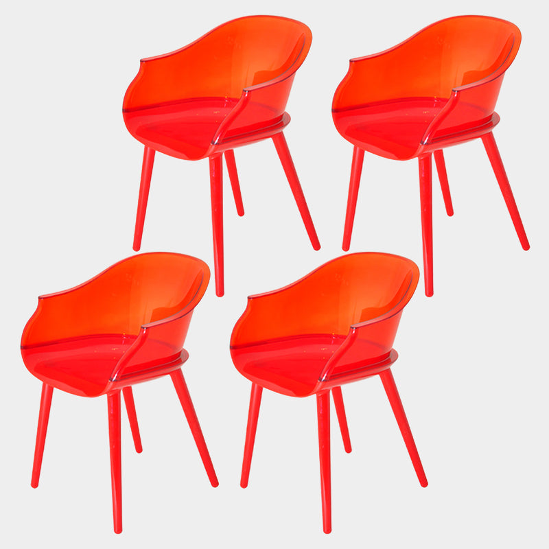 Contemporary Plastic Indoor-Outdoor Chair of 23'' Wide Dining Arm Chair Red Red Set of 4 Clearhalo ' kitchen&dining_furn' 'Dining Chairs' 'Dining Tables & Seating' 'dining_chair' 'Furniture' 'furniture_dining_chair' 'Kitchen & Dining Furniture' 'kitchen' 3522277