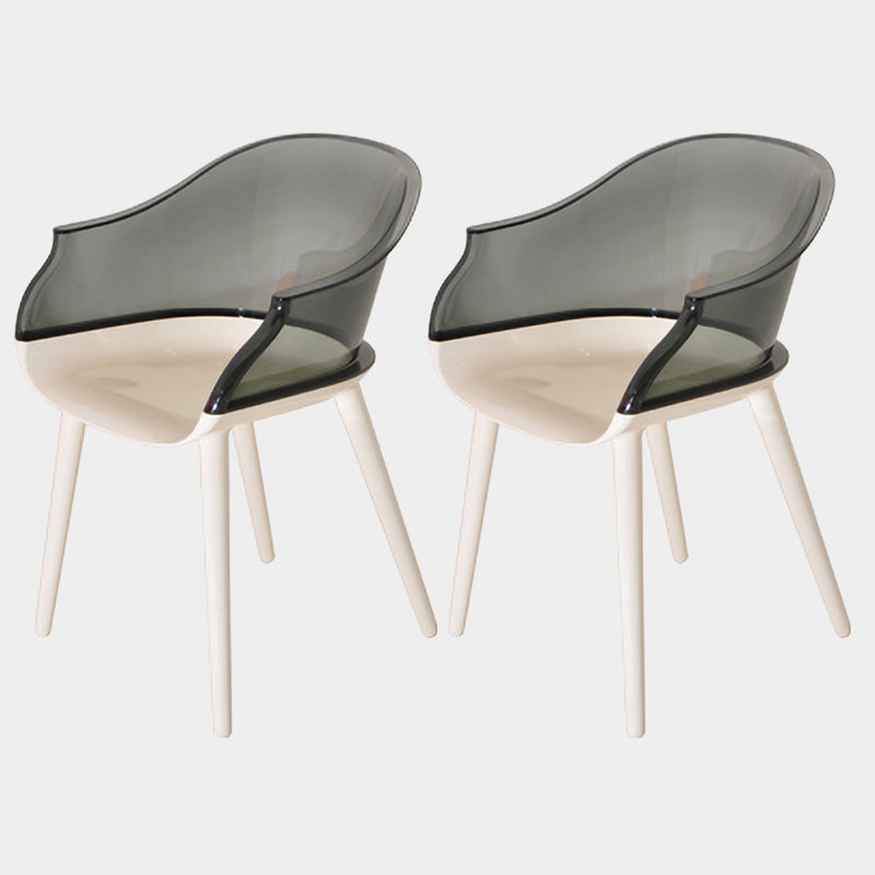 Contemporary Plastic Indoor-Outdoor Chair of 23'' Wide Dining Arm Chair Black White Set of 2 Clearhalo ' kitchen&dining_furn' 'Dining Chairs' 'Dining Tables & Seating' 'dining_chair' 'Furniture' 'furniture_dining_chair' 'Kitchen & Dining Furniture' 'kitchen' 3522282