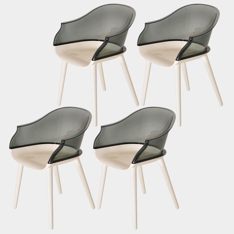 Contemporary Plastic Indoor-Outdoor Chair of 23'' Wide Dining Arm Chair Black White Set of 4 Clearhalo ' kitchen&dining_furn' 'Dining Chairs' 'Dining Tables & Seating' 'dining_chair' 'Furniture' 'furniture_dining_chair' 'Kitchen & Dining Furniture' 'kitchen' 3522283