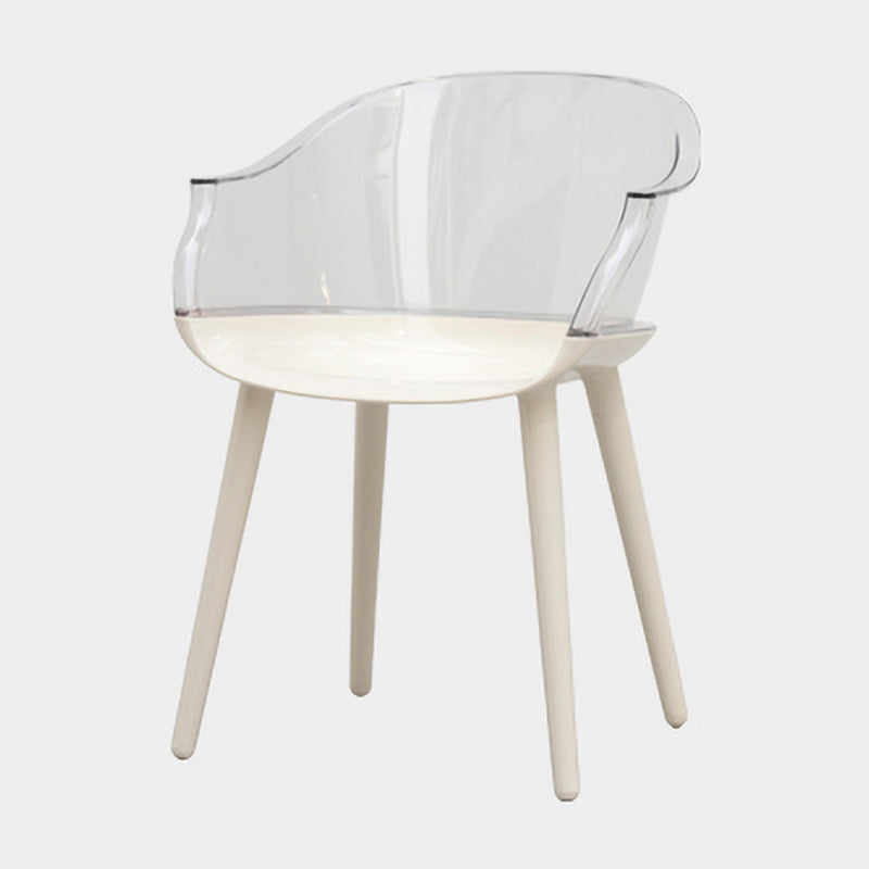 Contemporary Plastic Indoor-Outdoor Chair of 23'' Wide Dining Arm Chair White White 1 Piece Clearhalo ' kitchen&dining_furn' 'Dining Chairs' 'Dining Tables & Seating' 'dining_chair' 'Furniture' 'furniture_dining_chair' 'Kitchen & Dining Furniture' 'kitchen' 3522285