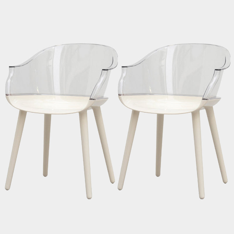 Contemporary Plastic Indoor-Outdoor Chair of 23'' Wide Dining Arm Chair White White Set of 2 Clearhalo ' kitchen&dining_furn' 'Dining Chairs' 'Dining Tables & Seating' 'dining_chair' 'Furniture' 'furniture_dining_chair' 'Kitchen & Dining Furniture' 'kitchen' 3522287