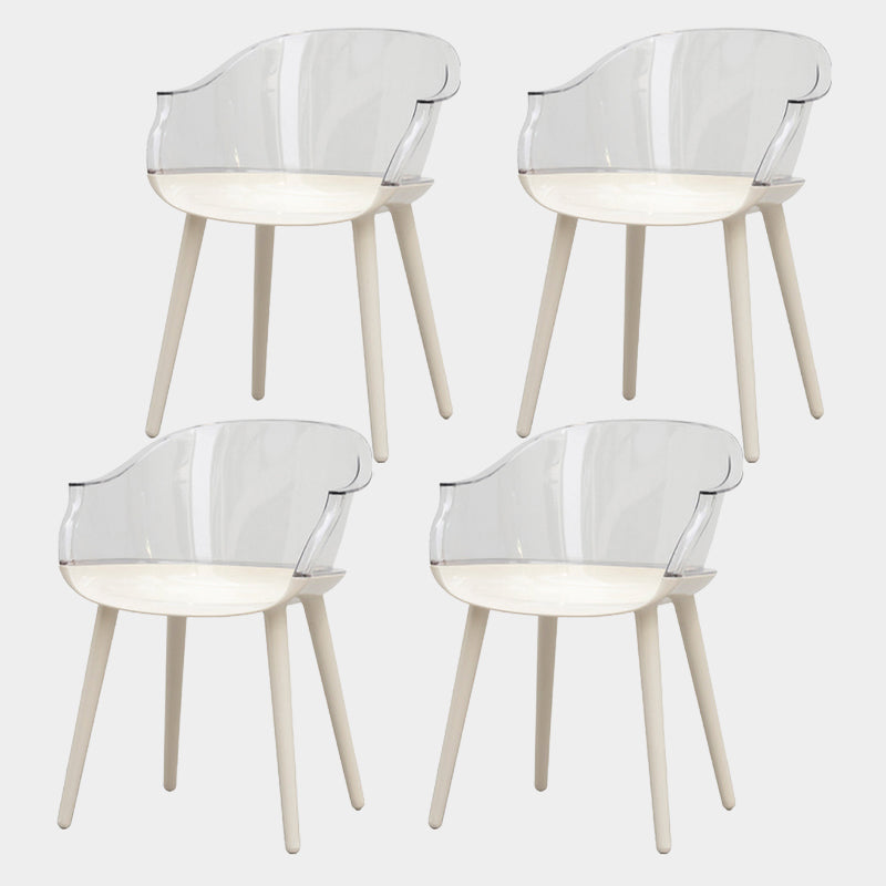 Contemporary Plastic Indoor-Outdoor Chair of 23'' Wide Dining Arm Chair White White Set of 4 Clearhalo ' kitchen&dining_furn' 'Dining Chairs' 'Dining Tables & Seating' 'dining_chair' 'Furniture' 'furniture_dining_chair' 'Kitchen & Dining Furniture' 'kitchen' 3522289