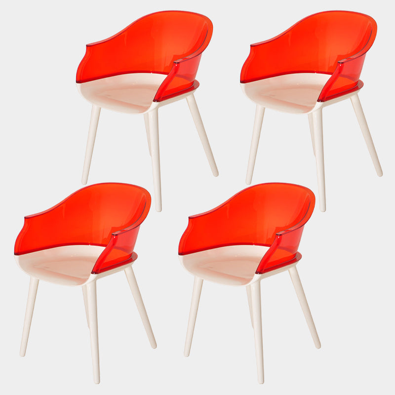 Contemporary Plastic Indoor-Outdoor Chair of 23'' Wide Dining Arm Chair Red White Set of 4 Clearhalo ' kitchen&dining_furn' 'Dining Chairs' 'Dining Tables & Seating' 'dining_chair' 'Furniture' 'furniture_dining_chair' 'Kitchen & Dining Furniture' 'kitchen' 3522296