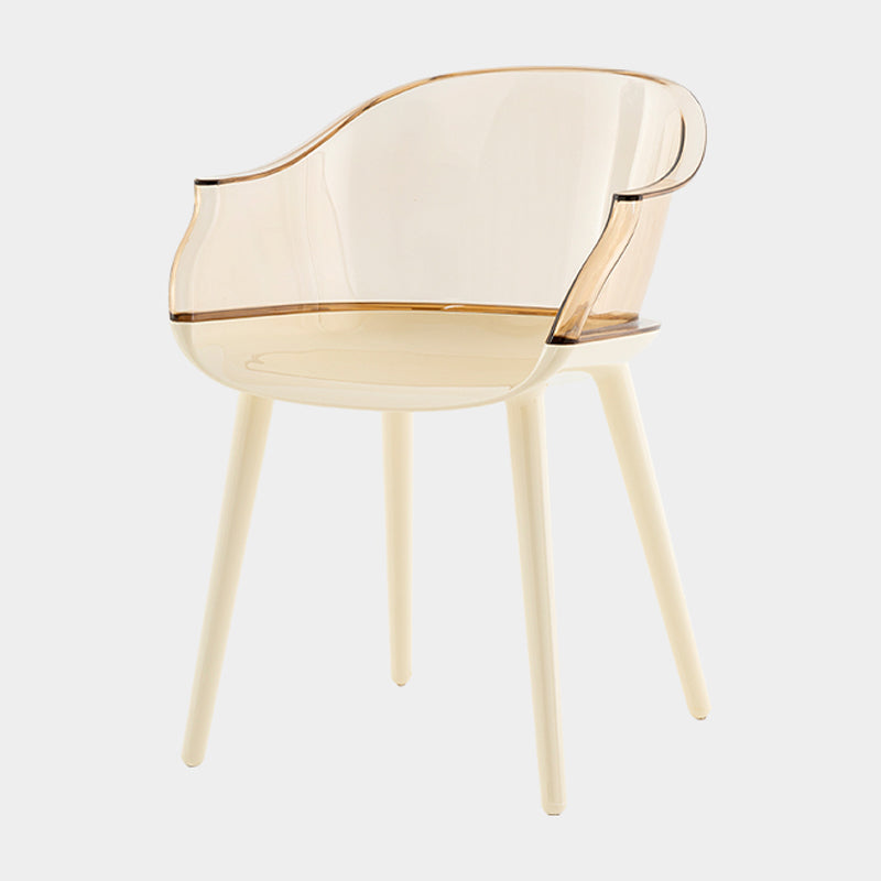 Contemporary Plastic Indoor-Outdoor Chair of 23'' Wide Dining Arm Chair Brown White 1 Piece Clearhalo ' kitchen&dining_furn' 'Dining Chairs' 'Dining Tables & Seating' 'dining_chair' 'Furniture' 'furniture_dining_chair' 'Kitchen & Dining Furniture' 'kitchen' 3522298